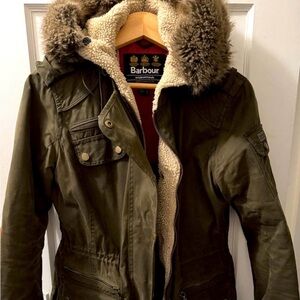 Barbour Olive Green Sherpa-Lined Utility Parka
